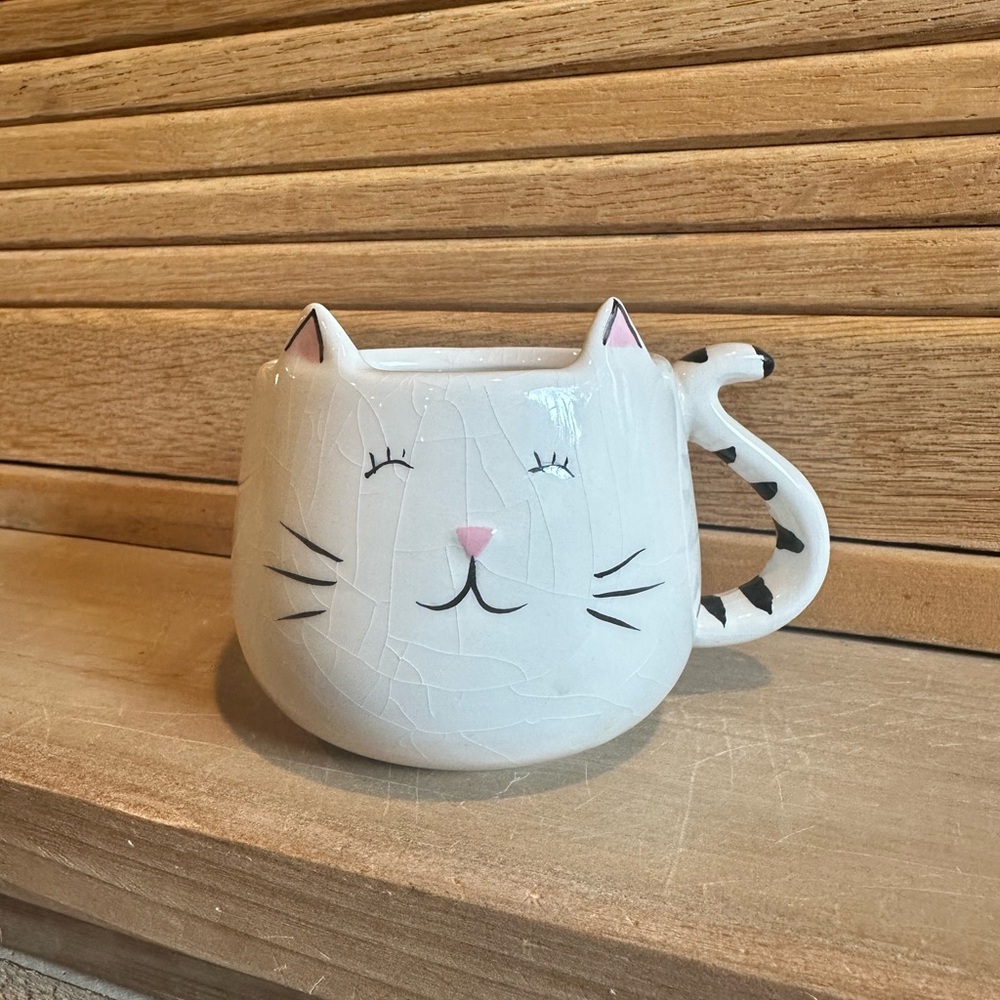 Adorable Cat Face Trinket Dish - White and Pink